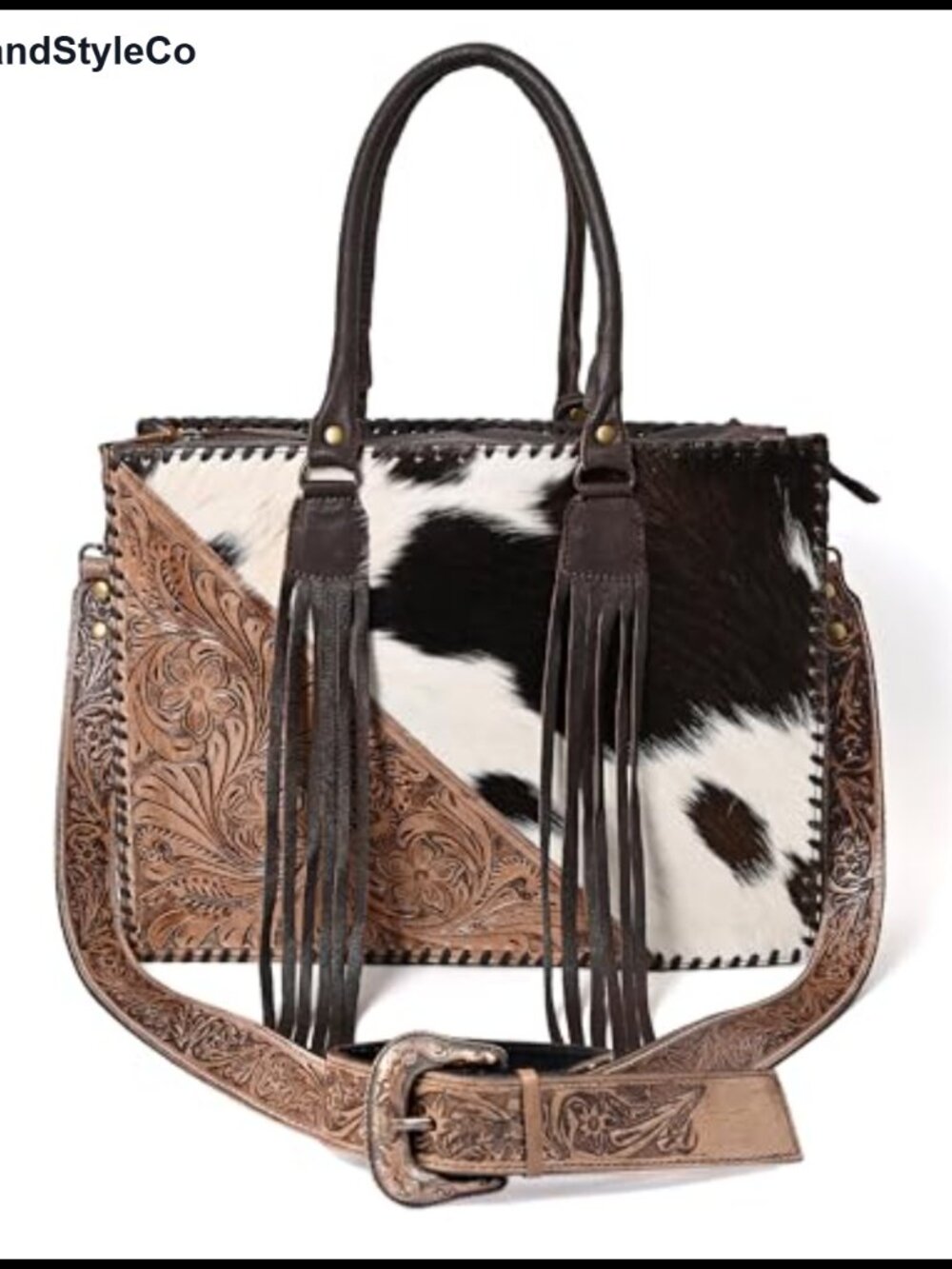 Genuine Cowhide Leather Satchel Handbag Adjustable Detachable Strap